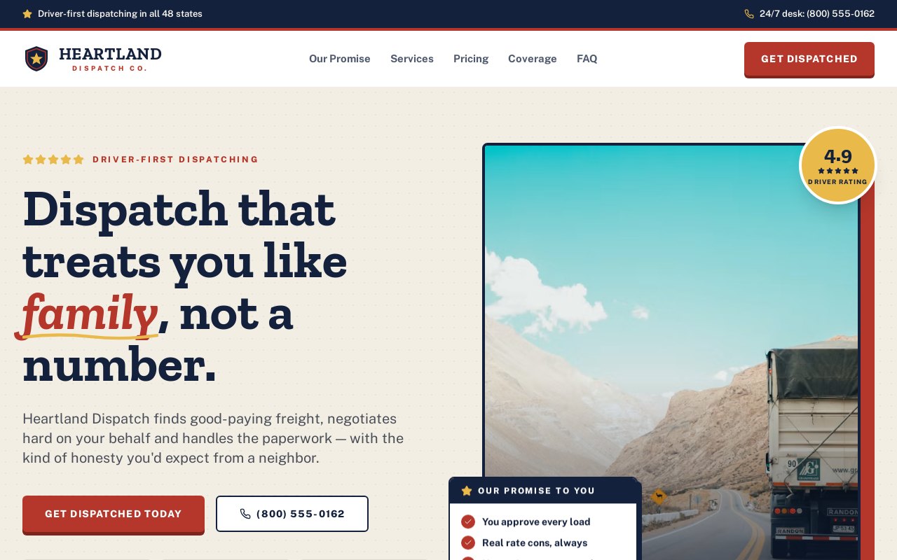 Dispatch 6 website template preview